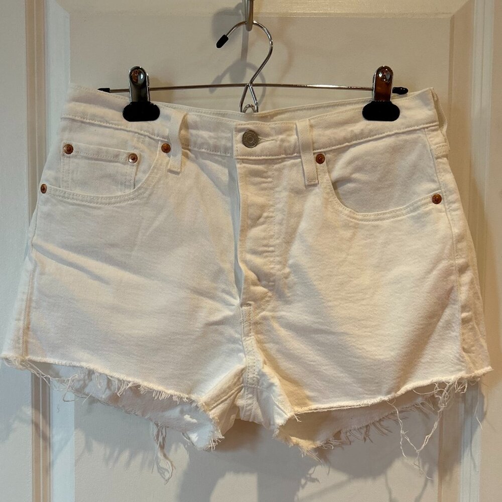 White Denim Levi's Jean Shorts - Button Fly